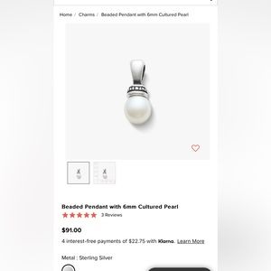 James Avery Beaded Pendant with 6mm Cultured Pearl